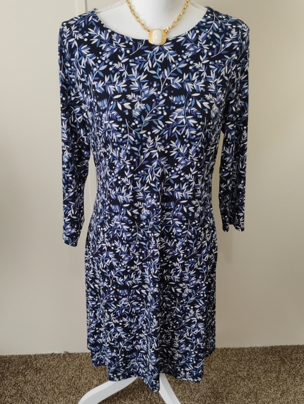 Tommy Hilfiger Navy and White Floral Midi Dress